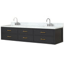 Lexora Castor 84" W x 22" D Black Double Bath Vanity Carrara Marble Top with Faucet Set