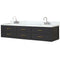 Lexora Castor 84" W x 22" D Black Double Bath Vanity Carrara Marble Top with Faucet Set