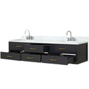 Lexora Castor 84" W x 22" D Black Double Bath Vanity Carrara Marble Top with Faucet Set