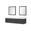 Lexora Castor 84" W x 22" D Black Double Bath Vanity Carrara Marble Top and 36" Mirrors