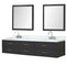 Lexora Castor 84" W x 22" D Black Double Bath Vanity Carrara Marble Top with Faucet Set and 36" Mirrors