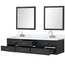 Lexora Castor 84" W x 22" D Black Double Bath Vanity Carrara Marble Top with Faucet Set and 36" Mirrors