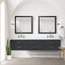 Lexora Castor 84" W x 22" D Black Double Bath Vanity Carrara Marble Top with Faucet Set and 36" Mirrors