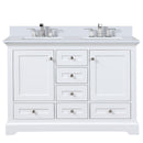 Lexora Dukes 48" W x 22" D White Bath Vanity Cultured Marble Top with Faucet Set