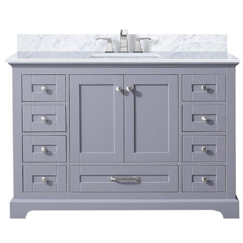 Lexora Dukes 48" W x 22" D Dark Grey Bath Vanity Carrara Marble Top with Faucet Set