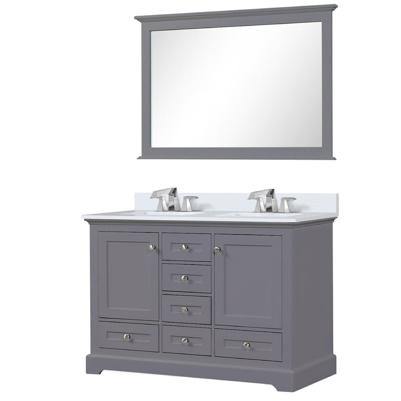 Lexora Dukes 48" W x 22" D Dark Grey Bath Vanity Quartz Top with Faucet Set