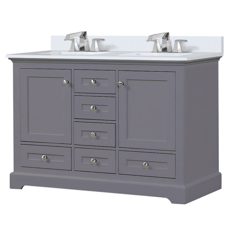 Lexora Dukes 48" W x 22" D Dark Grey Bath Vanity Cultured Marble Top with Faucet Set