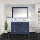 Lexora Dukes 48" W x 22" D Navy Blue Bath Vanity Quartz Top with Faucet Set