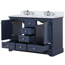 Lexora Dukes 48" W x 22" D Navy Blue Bath Vanity Cultured Marble Top with Faucet Set