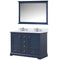 Lexora Dukes 48" W x 22" D Navy Blue Bath Vanity Cultured Marble Top with Faucet Set and 46" Mirror