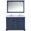 Lexora Dukes 48" W x 22" D Navy Blue Bath Vanity Cultured Marble Top with Faucet Set and 46" Mirror