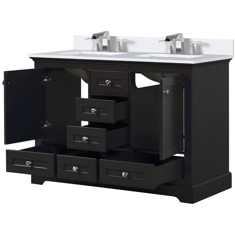 Lexora Dukes 48" W x 22" D Espresso Bath Vanity Quartz Top with Faucet Set