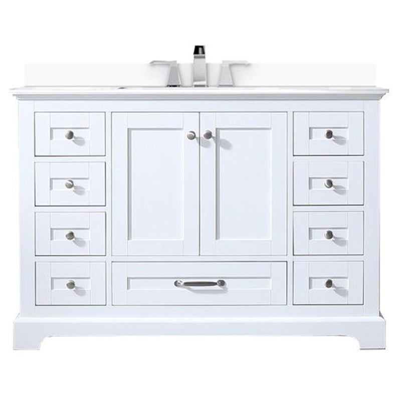 Lexora Dukes 48" W x 22" D White Bath Vanity Quartz Top with Faucet Set