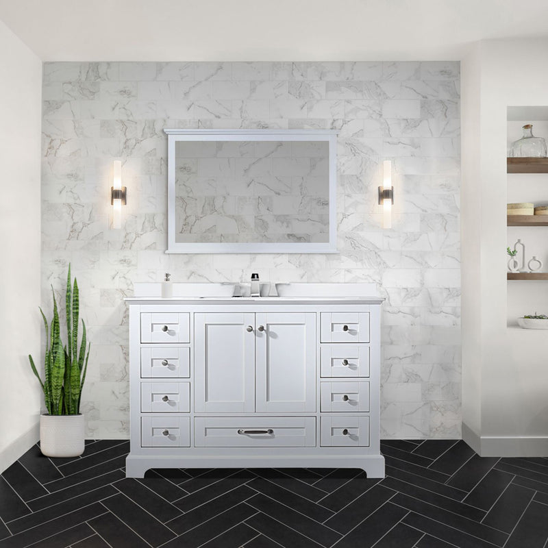 Lexora Dukes 48" W x 22 " D White Bath Vanity and Cultured Marble Top