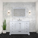 Lexora Dukes 48" W x 22" D White Bath Vanity Cultured Marble Top and 46" Mirror