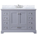 Lexora Dukes 48" W x 22" D Dark Grey Bath Vanity Carrara Marble Top with Faucet Set