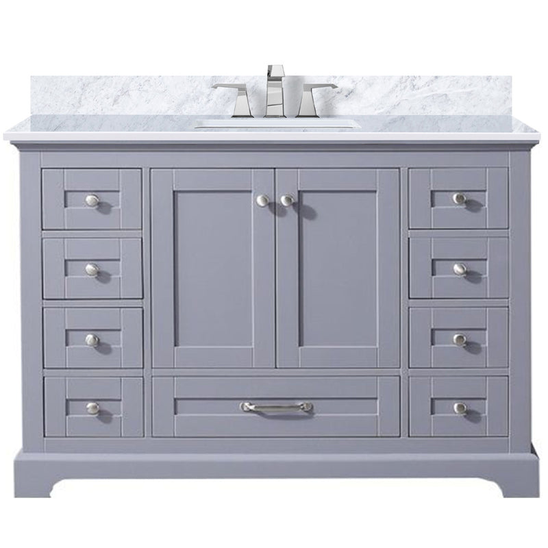 Lexora Dukes 48" W x 22" D Dark Grey Bath Vanity Carrara Marble Top with Faucet Set