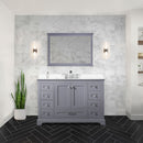 Lexora Dukes 48" W x 22" D Dark Grey Bath Vanity Quartz Top with Faucet Set