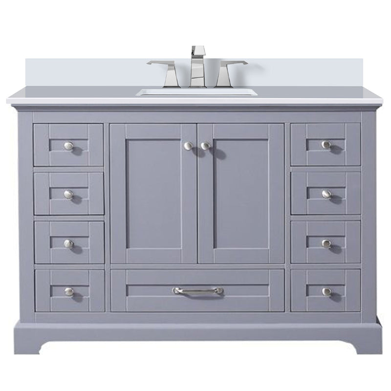 Lexora Dukes 48" W x 22" D Dark Grey Bath Vanity Quartz Top with Faucet Set