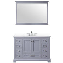 Lexora Dukes 48" W x 22" D Dark Grey Bath Vanity Cultured Marble Top with Faucet Set and 46" Mirror