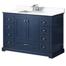 Lexora Dukes 48" W x 22" D Navy Blue Bath Vanity Quartz Top with Faucet Set