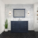 Lexora Dukes 48" W x 22" D Navy Blue Bath Vanity Cultured Marble Top with Faucet Set