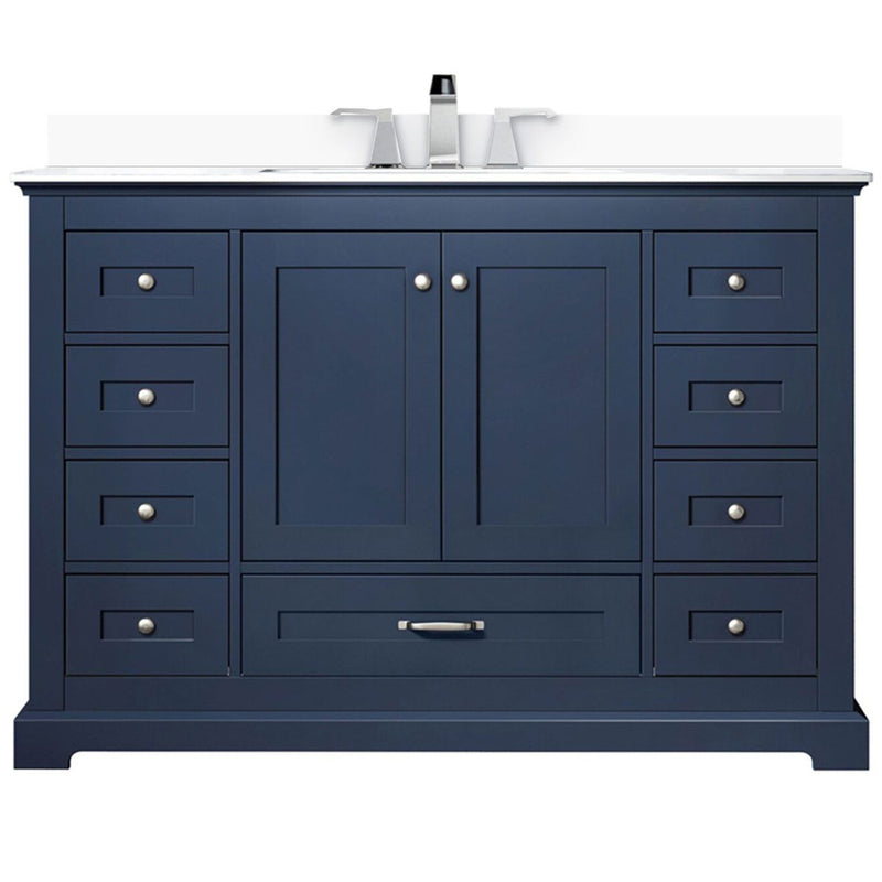 Lexora Dukes 48" W x 22" D Navy Blue Bath Vanity Cultured Marble Top with Faucet Set