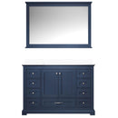 Lexora Dukes 48" W x 22" D Navy Blue Bath Vanity Cultured Marble Top 46" Mirror