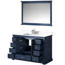 Lexora Dukes 48" W x 22" D Navy Blue Bath Vanity Cultured Marble Top with Faucet Set and 46" Mirror