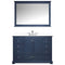 Lexora Dukes 48" W x 22" D Navy Blue Bath Vanity Cultured Marble Top with Faucet Set and 46" Mirror