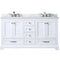 Lexora Dukes 60" W x 22" D White Double Bath Vanity Carrara Marble Top with Faucet Set