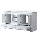 Lexora Dukes 60" W x 22" D White Double Bath Vanity and Carrara Marble Top