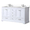 Lexora Dukes 60" W x 22" D White Double Bath Vanity Carrara Marble Top with Faucet Set