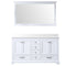 Lexora Dukes 60" W x 22" D White Double Bath Vanity Carrara Marble Top and 58" Mirror