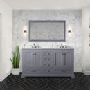 Lexora Dukes 60" W x 22" D Dark Grey Double Bath Vanity Carrara Marble Top with Faucet Set