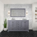 Lexora Dukes 60" W x 22" D Dark Grey Double Bath Vanity Carrara Marble Top with Faucet Set