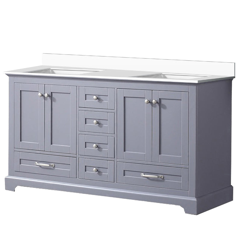 Lexora Dukes 60" W x 22" D Dark Grey Double Bath Vanity and Carrara Marble Top