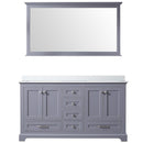 Lexora Dukes 60" W x 22" D Dark Grey Double Bath Vanity Carrara Marble Top with 58" Mirror