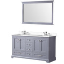 Lexora Dukes 60" W x 22" D Dark Grey Double Bath Vanity Carrara Marble Top with Faucet Set and 58" Mirror