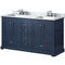 Lexora Dukes 60" W x 22" D Navy Blue Double Bath Vanity Carrara Marble Top with Faucet Set