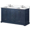 Lexora Dukes 60" W x 22" D Navy Blue Double Bath Vanity Carrara Marble Top with Faucet Set