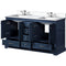 Lexora Dukes 60" W x 22" D Navy Blue Double Bath Vanity Carrara Marble Top with Faucet Set