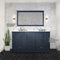 Lexora Dukes 60" W x 22" D Navy Blue Double Bath Vanity Carrara Marble Top with Faucet Set