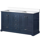 Lexora Dukes 60" W x 22" D Navy Blue Double Bath Vanity and Carrara Marble Top