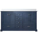 Lexora Dukes 60" W x 22" D Navy Blue Double Bath Vanity and Carrara Marble Top