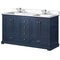 Lexora Dukes 60" W x 22" D Navy Blue Double Bath Vanity Carrara Marble Top with Faucet Set