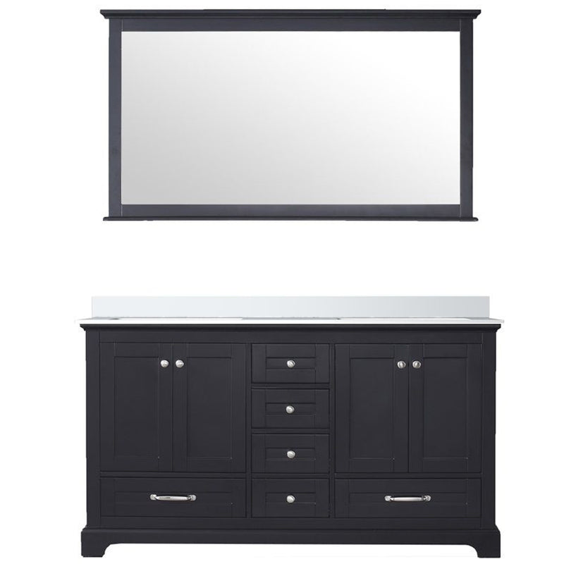 Lexora Dukes 60" W x 22" D Espresso Double Bath Vanity Carrara Marble Top with 58" Mirror