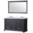 Lexora Dukes 60" W x 22" D Espresso Double Bath Vanity Carrara Marble Top with Faucet Set and 58" Mirror