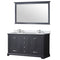 Lexora Dukes 60" W x 22" D Espresso Double Bath Vanity Carrara Marble Top with Faucet Set and 58" Mirror