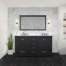 Lexora Dukes 60" W x 22" D Espresso Double Bath Vanity Carrara Marble Top with Faucet Set and 58" Mirror